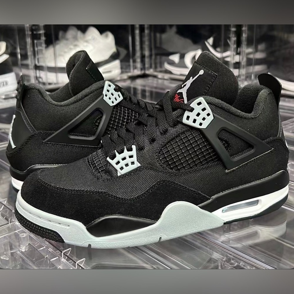 Retro Air Jordan 4 mid se black canvas shoes
